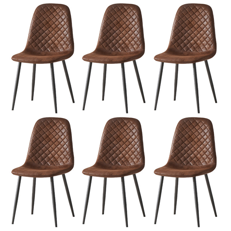 Kaylani Modern Upholstered Dining Chair, Brown Suede, Black, 6