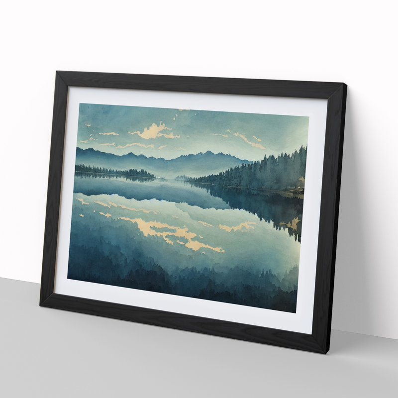 Forest Lake Vol.4 - Single Picture Frame Print, 46cm H x 64cm W x 2cm D, Black Framed