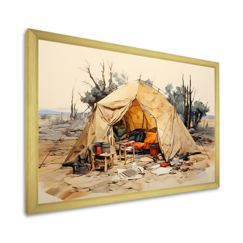 Décoration de camping tente d'aventure en plein air III - camping voyage, Cadre doré simple, H 34 po x l 44 po x P 1,5 po