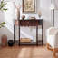 Console demi-cercle en bois massif brun-1013836272