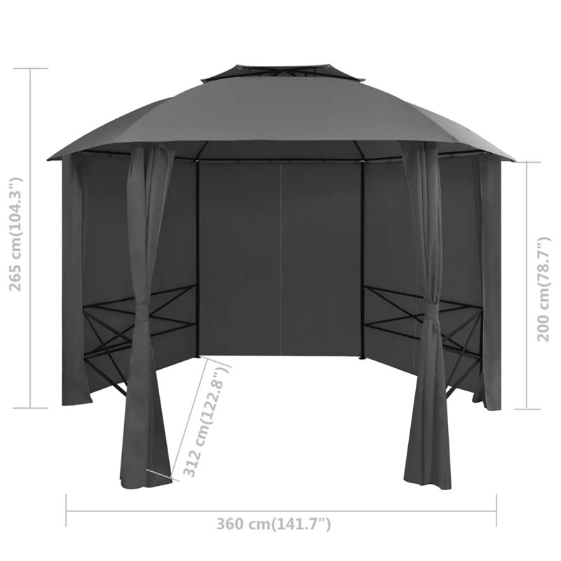 Garden 3m x 3.5m Steel Patio Gazebo, Anthracite