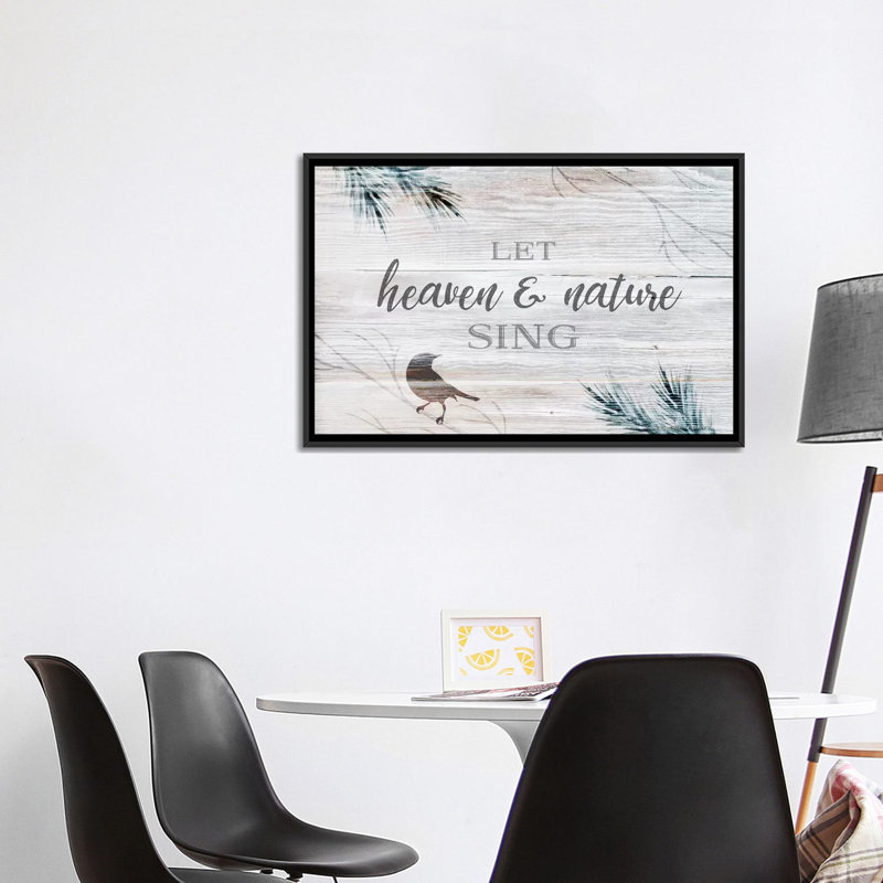 «Let Heaven and Nature Sing» par Bluebird Barn - impression d'art textuel, Toile avec cadre noir, Pas de tapis