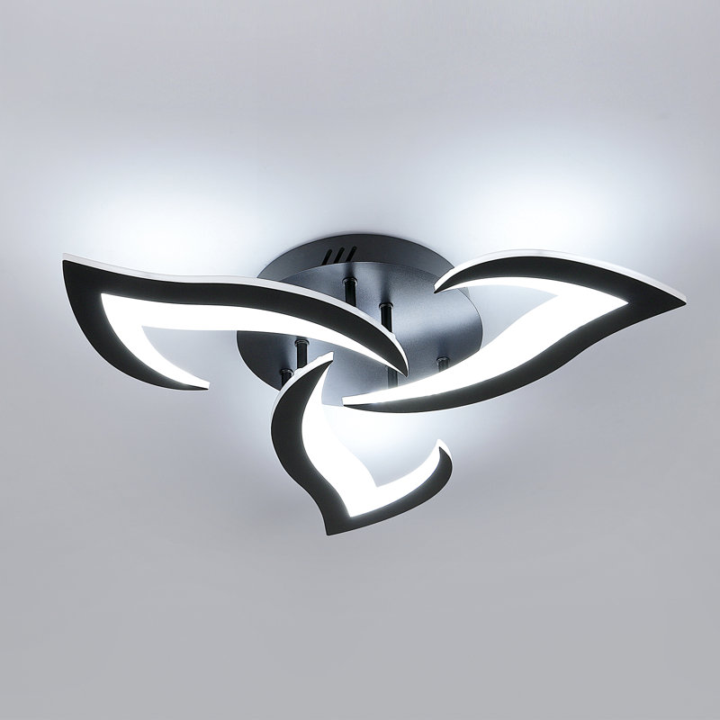 Brianie 33W 3-Head Led Flush Mount Ceiling Light, Black, White Light 6000K