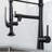 Heavy Duty Commercial Style Kitchen Sink Faucet, Single Handle Pre-Rinse Spring Sprayer Kitchen Faucets, High Arc Pull Down Matte Black Kitchen Faucet