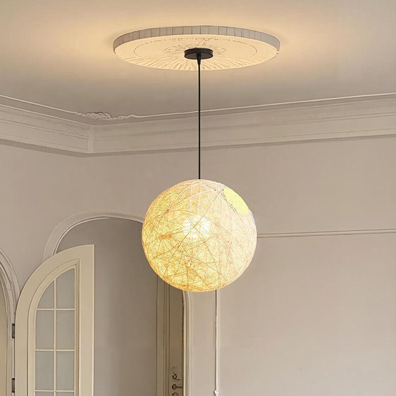 Luminaire suspendu sphère 1 lumière blanc, H 13,77 po x l 13,77 po x P 13,77 po, Blanc