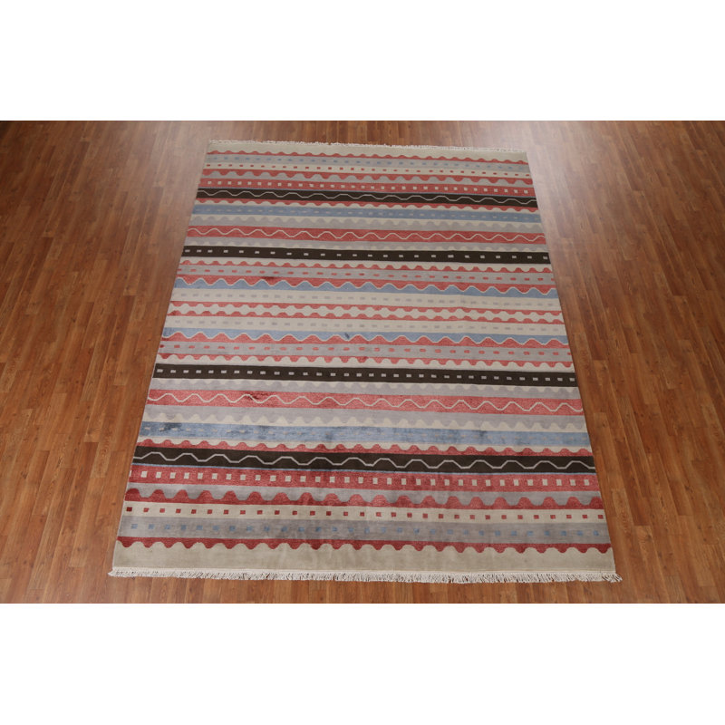 One-of-a-Kind 8'2" x 10'2" New Age Rectangle Wool Area Rug in Blue and Brown