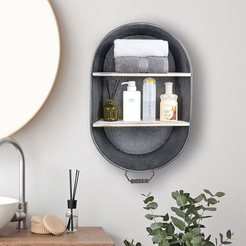 39.1cm W x55.8cm H x 13.9cm D Solid Wood Wall Mounted Bathroom Shelves