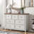 Modern Dresser With 7 Drawers, Metal Handles And Wood Grain Surface