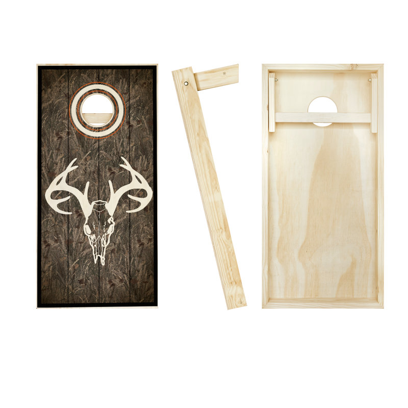 Ensemble de jeu de cornhole en bois massif 2 pi x 4 pi avec sacs, Brun