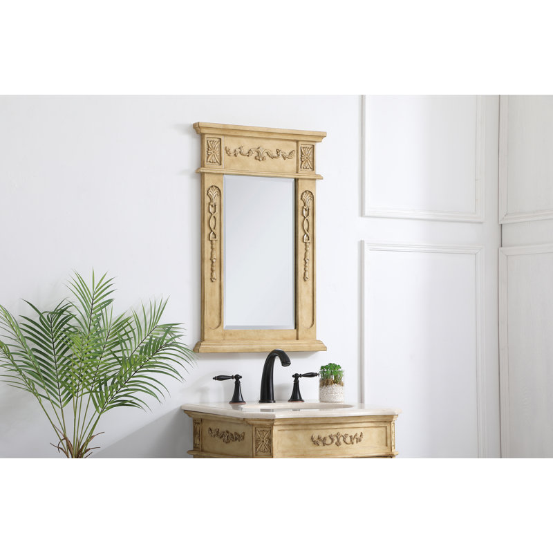 Miroir de salle de bain/meuble-lavabo traditionnel Nai, Beige antique, 28 po x 18 po