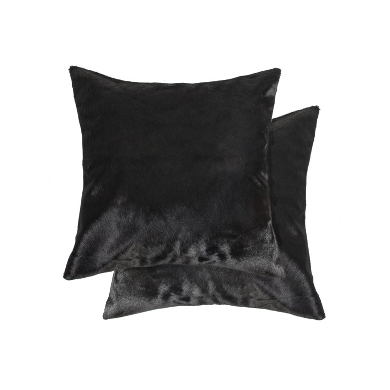  Cowhide Throw Pillow, Black