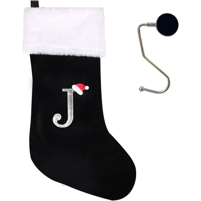 Bas de Noël monogrammés de 20 pouces avec lettres, bas de Noël super doux, bas de grand monogramme, bas de lettre rouge pour les Fêtes de Noël, cadeau de Noël…
