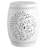 Tree of Life 18" Traditional White Floral Chinoiserie Ceramic Drum Garden Stool, Pierced Indoor/Outdoor Patio Seat & Side Table