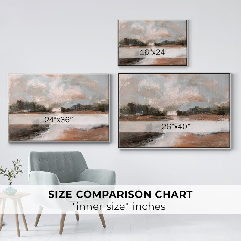 «South Pond», reproduction sur toile avec cadre flottant, H 27 po x l 41 po x P 2 po, Blanc