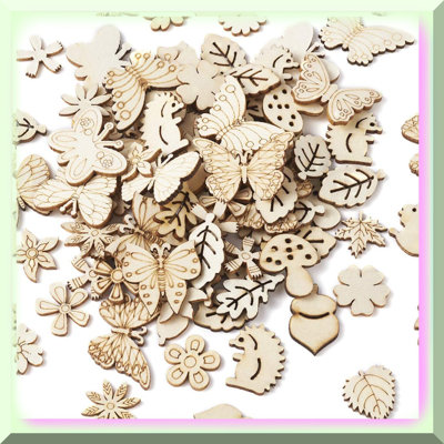 300pcs Assorted Unfinished Wooden Cutouts for Crafts