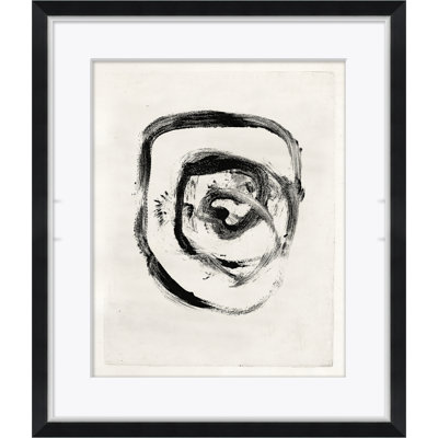 «Black & White Swirl» - Peinture encadrée sur papier