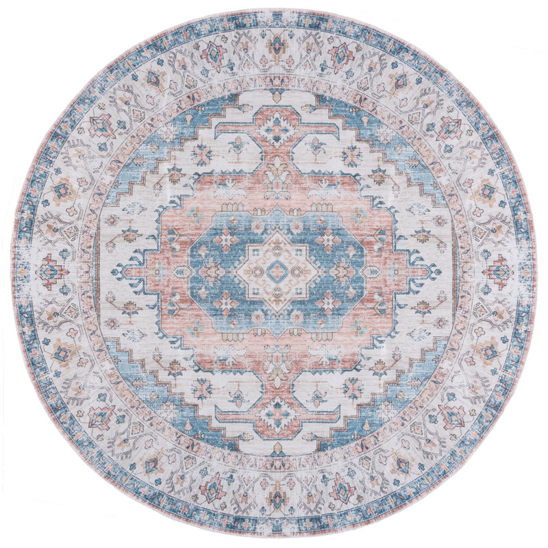 Elephus Machine Washable Performance Oriental Rug, Round 6'