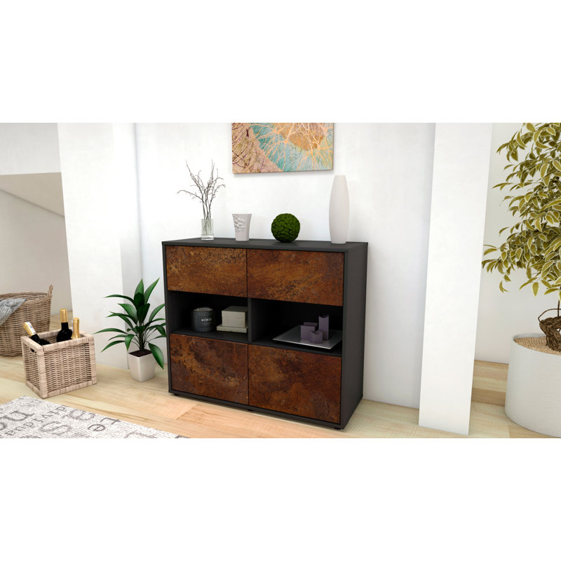 Precita 92cm Sideboard, Anthracite/Rust