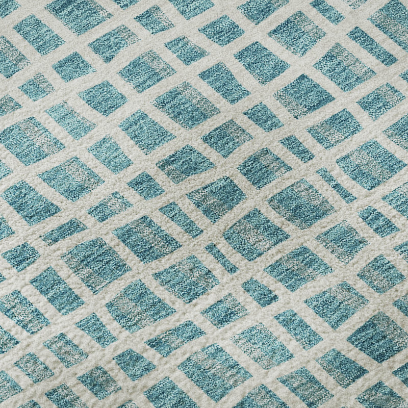 Premium Machine Washable Prisco Teal Rug, Rectangle 1'8" x 2'6"