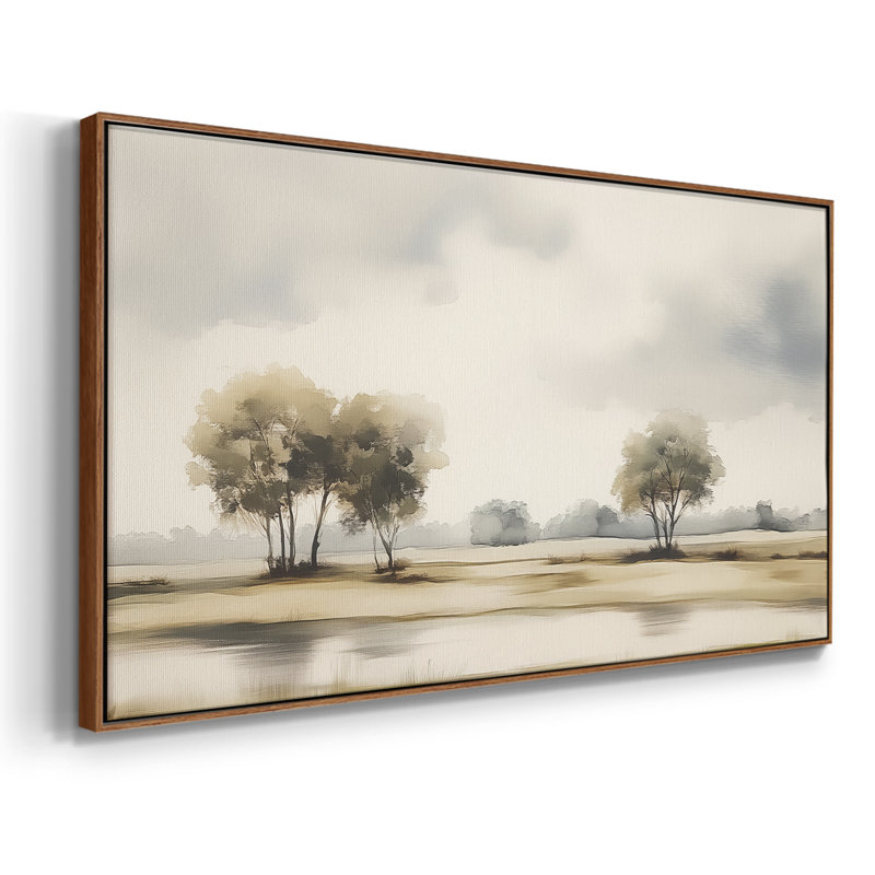 Paysage, série CLCL-XXVII, toile tendue avec châssis, prête à être accrochée, H 17 po x l 33 po, Noyer