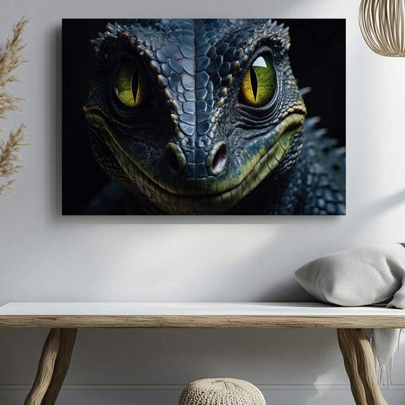 Toile, portrait rapproché d'un visage de dragon avec art mural, H 30 po x l 30 po