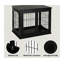 Table de bout en MDF noir et caisse en métal pour chien avec surface plane