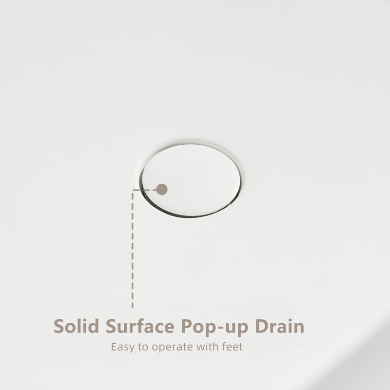 63" Solid Surface Freestanding Soaking Bathtub, Matte White Stone Resin With Overflow And Pop Up Drain