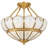 Lotus Pattern Semi Flush Mount Ceiling Light Brass Frame 4 Light Glass Close To Ceiling Lamp