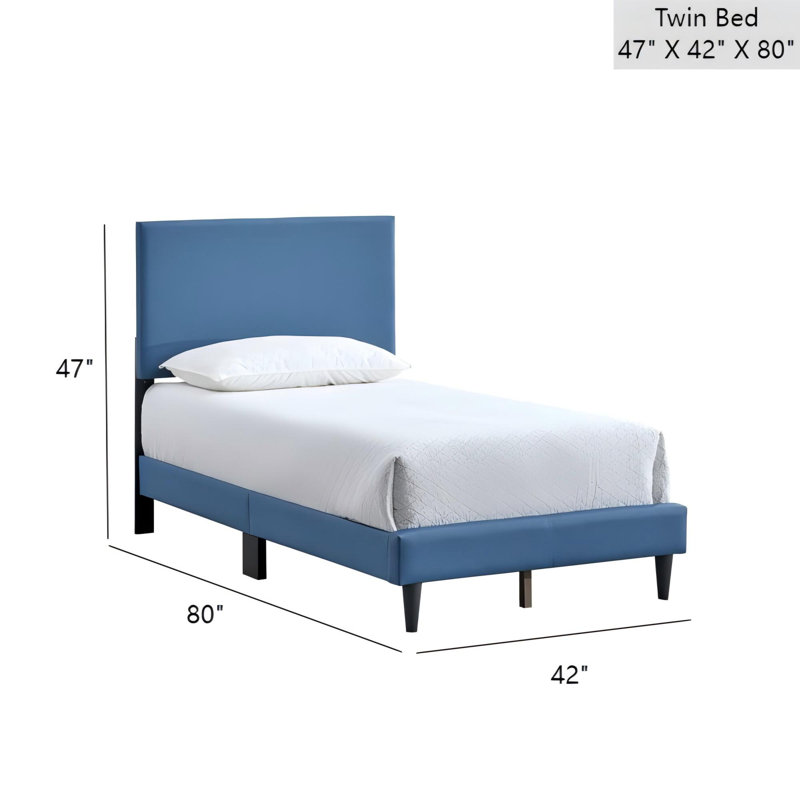 Lit Baron (matelas non inclus), Bleu, Lit simple