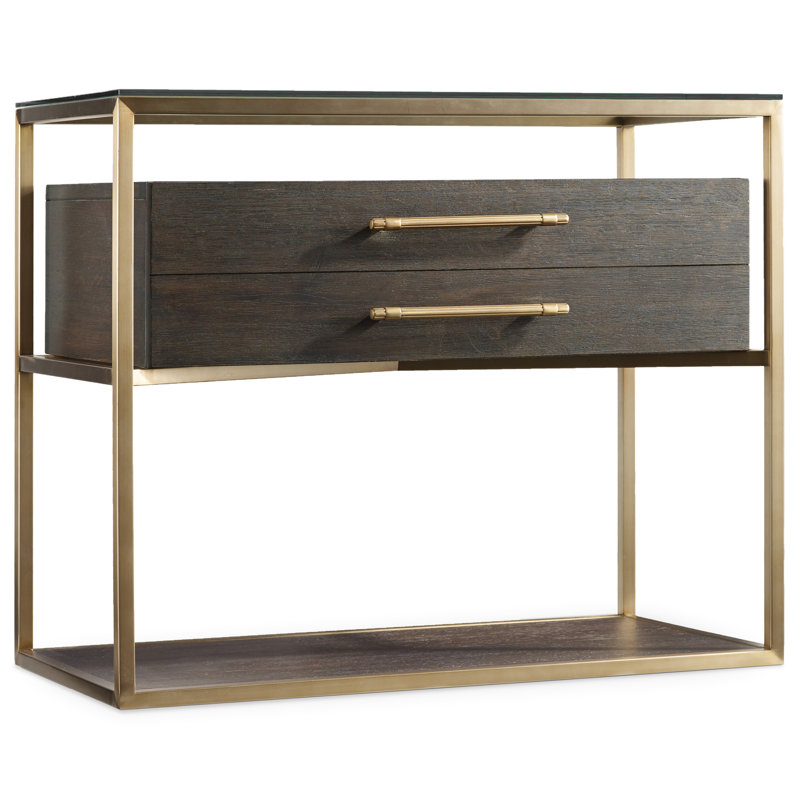 Midnight Glass and Brass 1-Drawer Nightstand