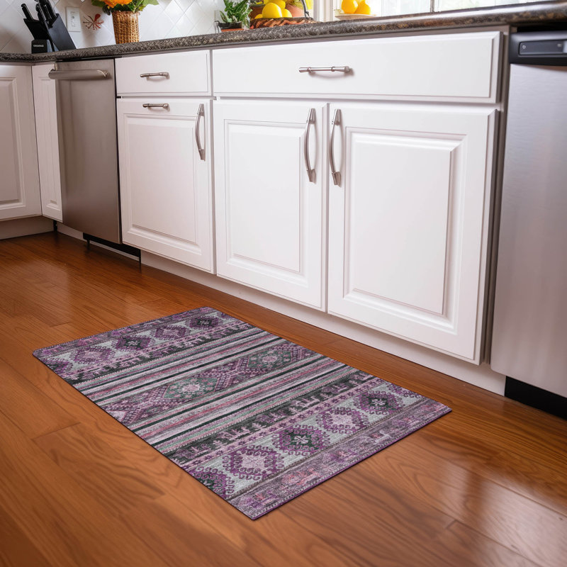 Machine Washable Indoor/Outdoor Claudian ACN1626 Purple Rug, Rectangle 1'8" x 2'6"