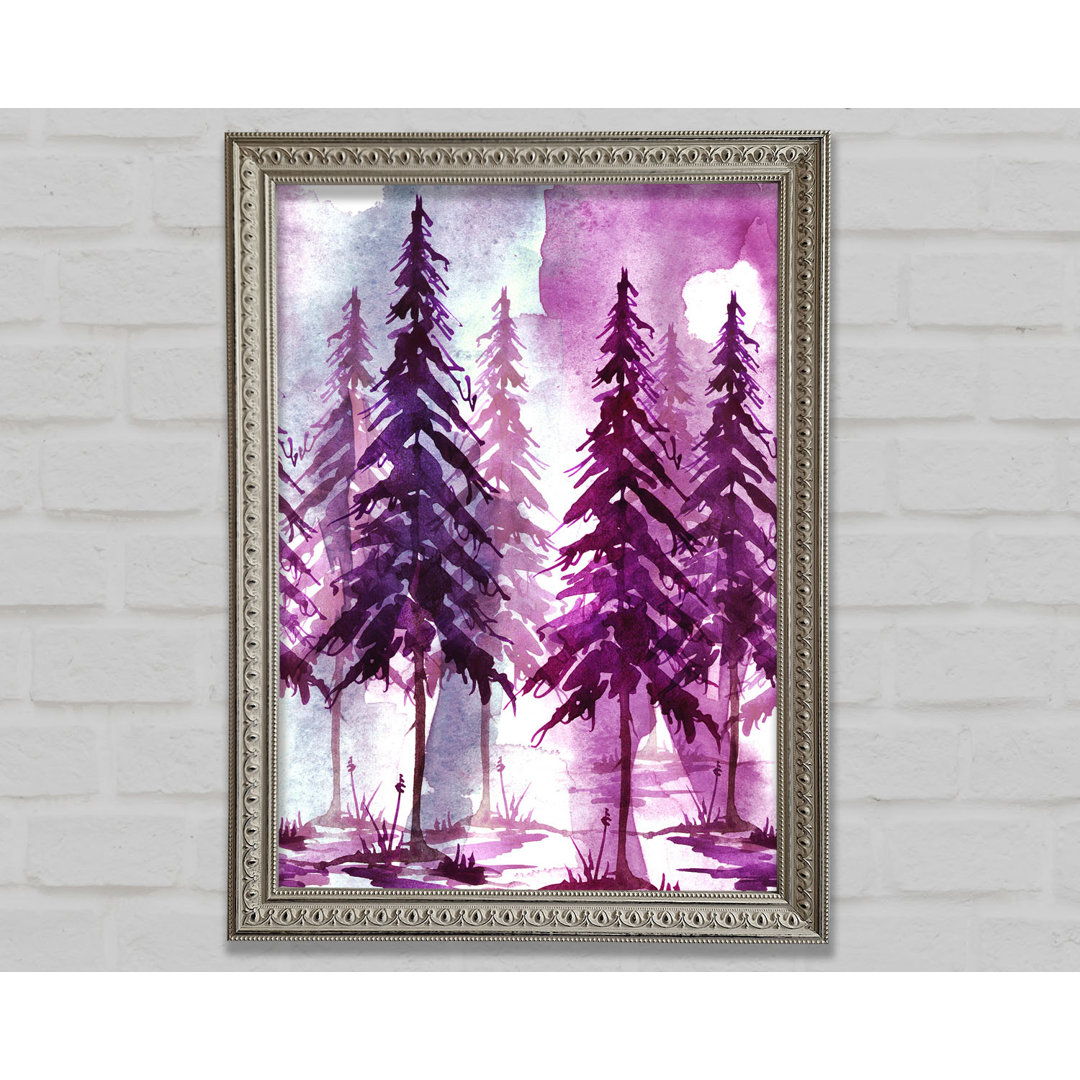 Purple Tree Line Gerahmter Druck