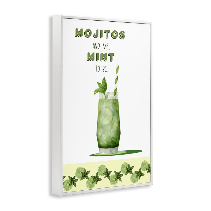 «Mojito & Me Mint To Be», giclée par Brett Blumenthal, H 18 po x l 12 po, Estampe numérique encadrée blanc bord de mer