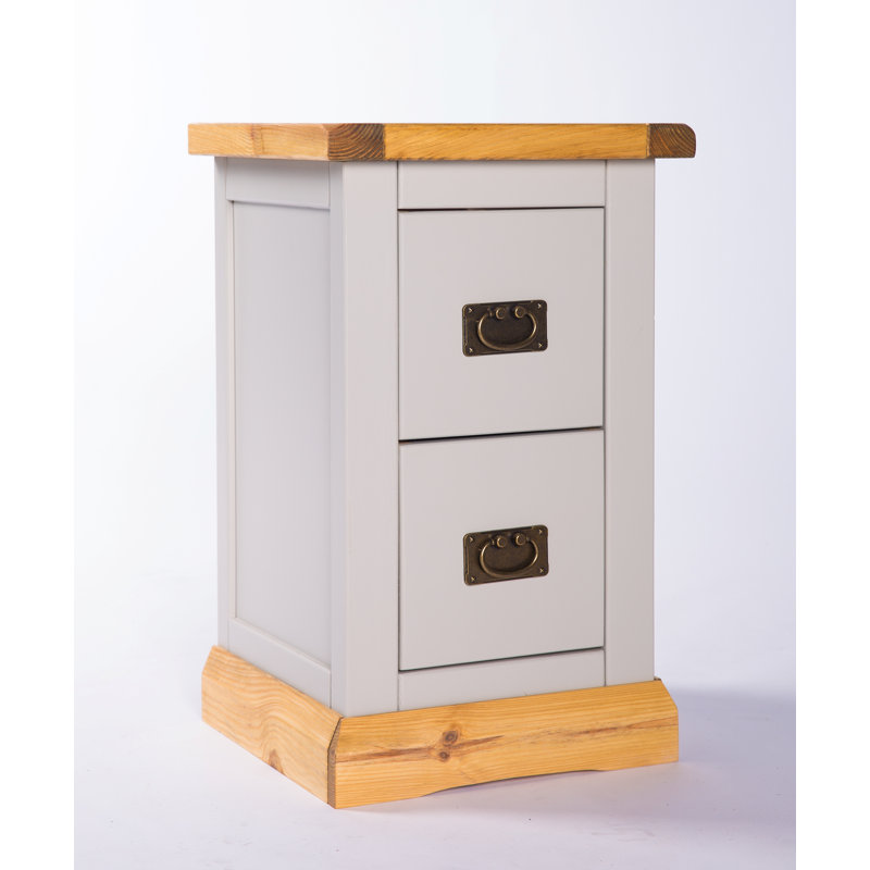 Pittsford 35 cm W Bedside Table, Light Grey, Brass Handle