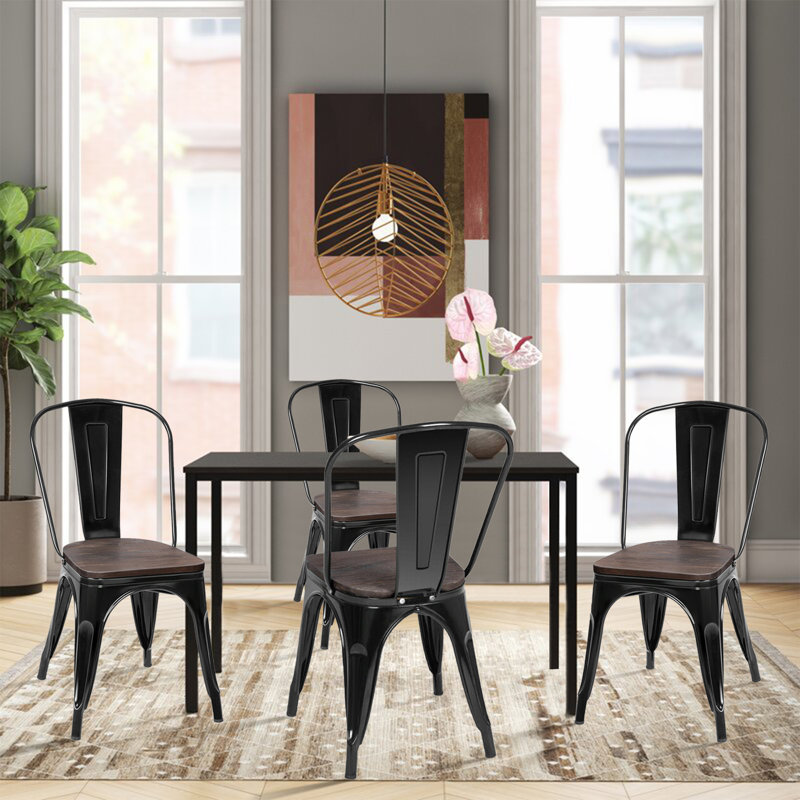 Collins 18'' H Stacking Side Chair, Dark Brown/Black