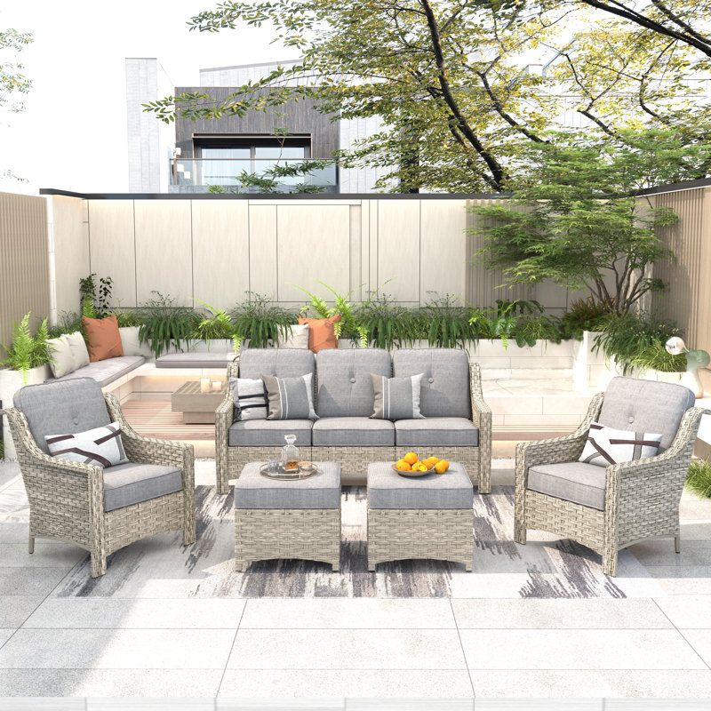 Luebbert 5 - Person Patio Conversation Set with Cushions, No, Gray