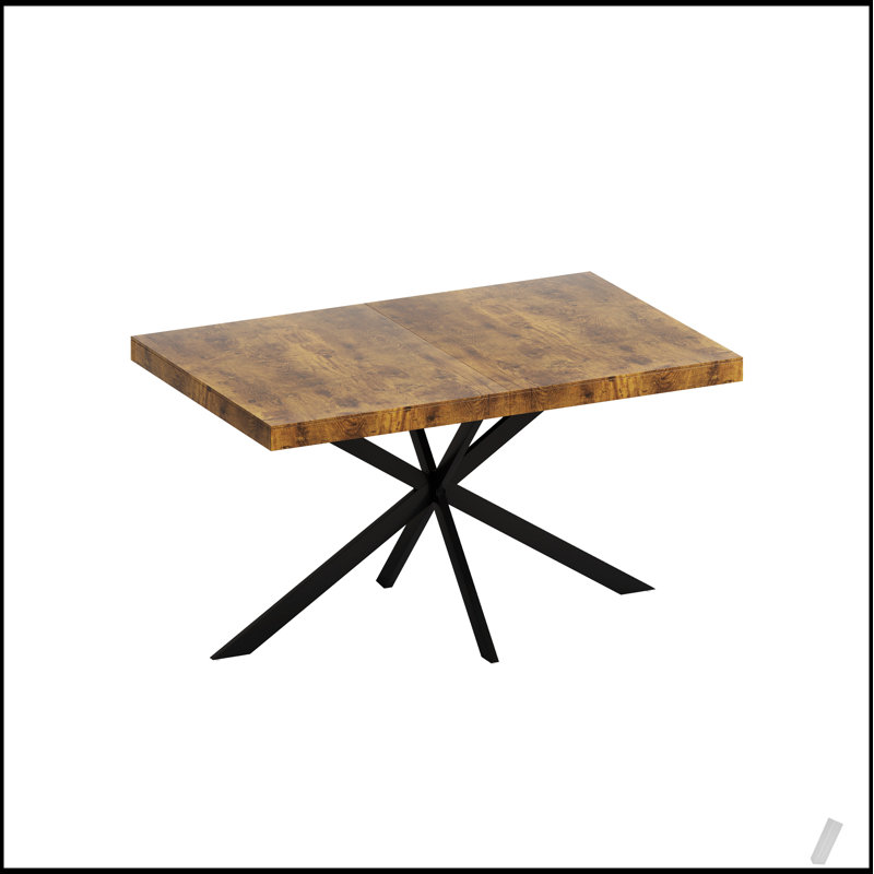 Table de salle à manger et de bureau extensible en noyer, longueur réglable pour une utilisation polyvalente à la maison ou au travail.