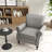 Enoks Traditional Upholstered Gray Faux Leather Armchair with Nailhead Trim-1236659945
