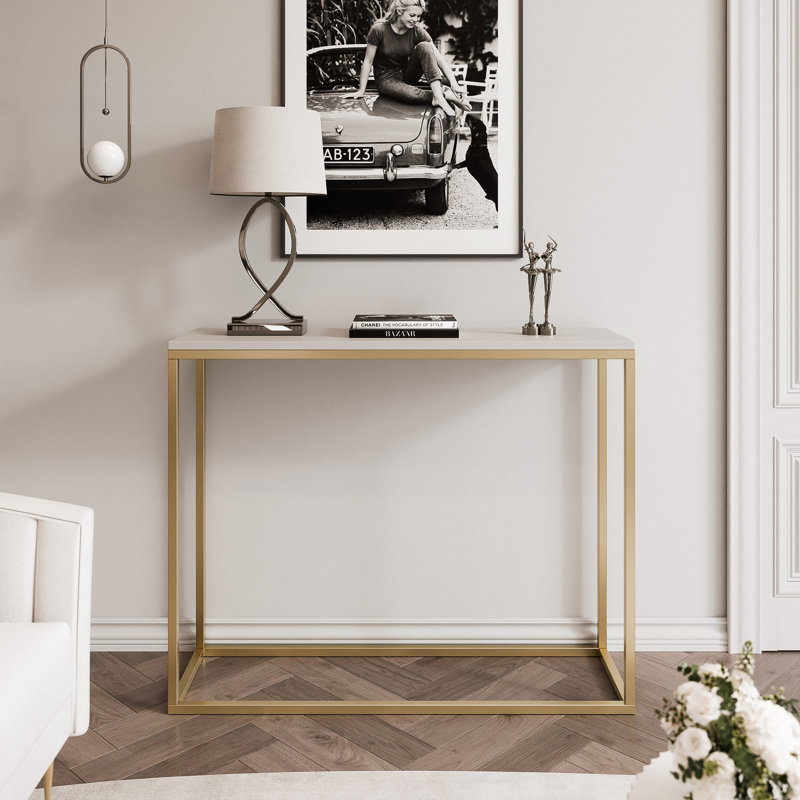 Console Table, white, 90cm H x 80cm W x 30cm D, white / cashmere, cashmere