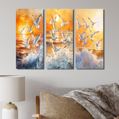 Mouettes au lever du soleil I - Collection de décorations murales oiseaux