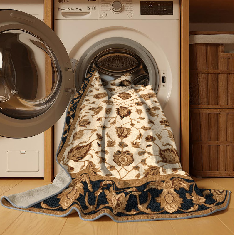Tapis brun lavable à la machine, Carré 3 pi