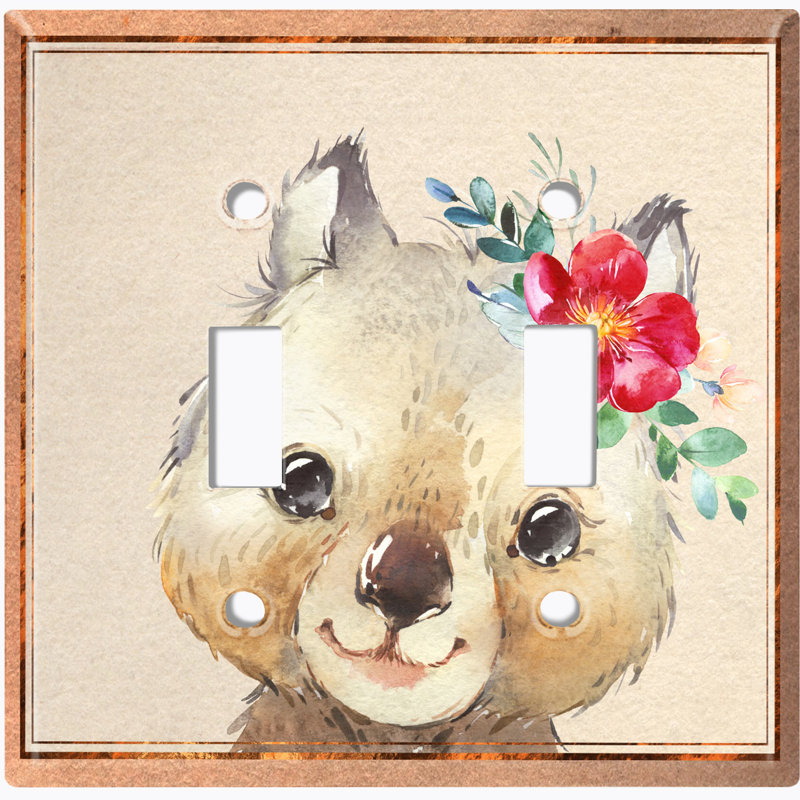 WorldAcc Cute Animal Baby Squirrel Flower 2-Gang Toggle Light Switch ...
