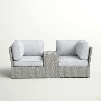 Fully Assembled 2-Person Wicker Patio Sofa Seating Group With Cushions