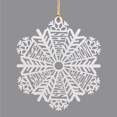 Personalized Name Snowflake Wood Ornament
