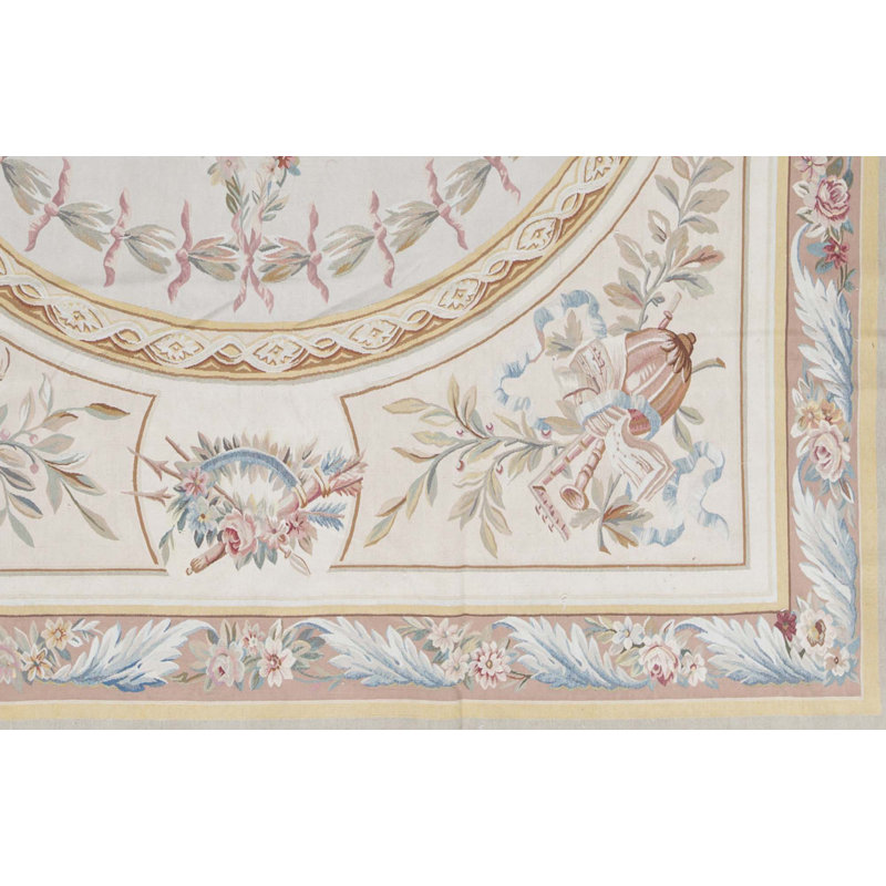 Hand-Knotted High-Quality Beige and Green Area Rug