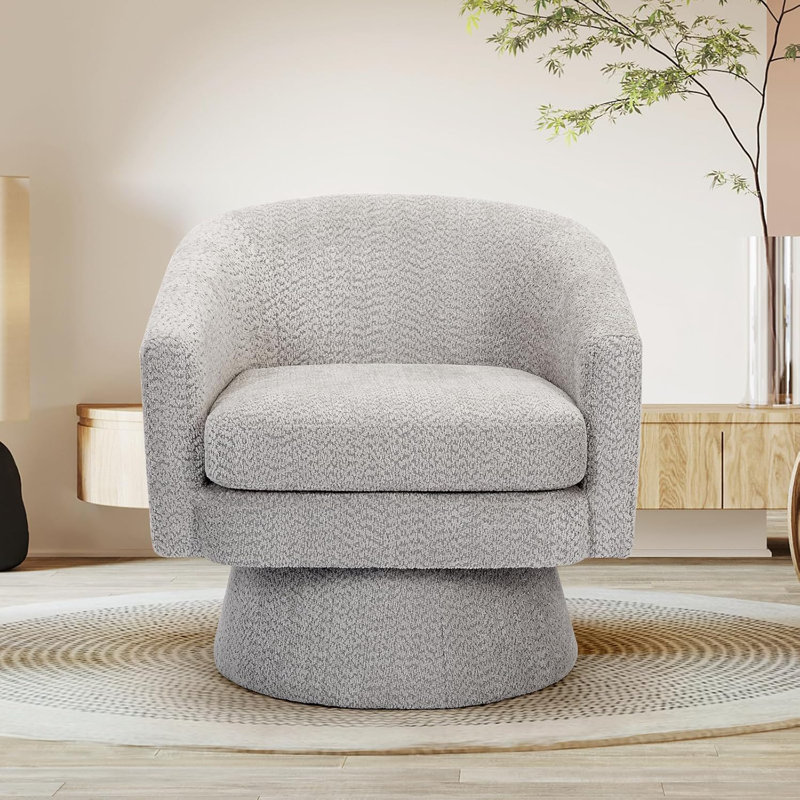 Fauteuil d'appoint pivotant à 360 ° avec accoudoirs, tissu chenille confortable, Gris