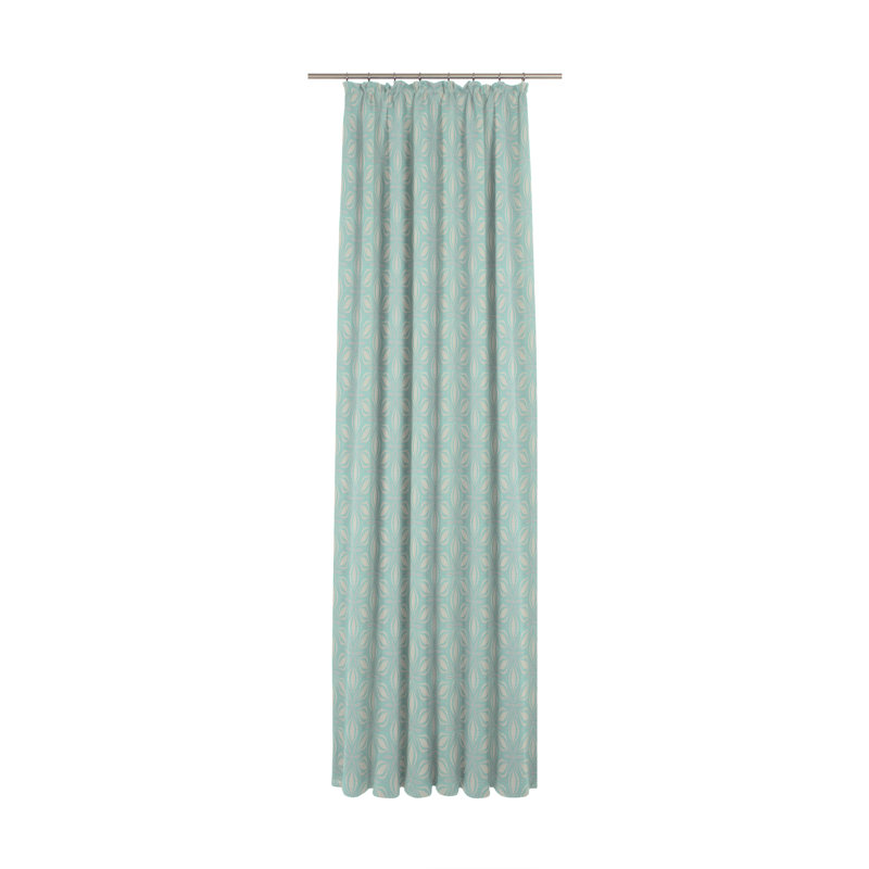 Delmira Retro Floret Slot Top Opaque Curtain, 145 W x 225 D cm, Turquoise/Beige