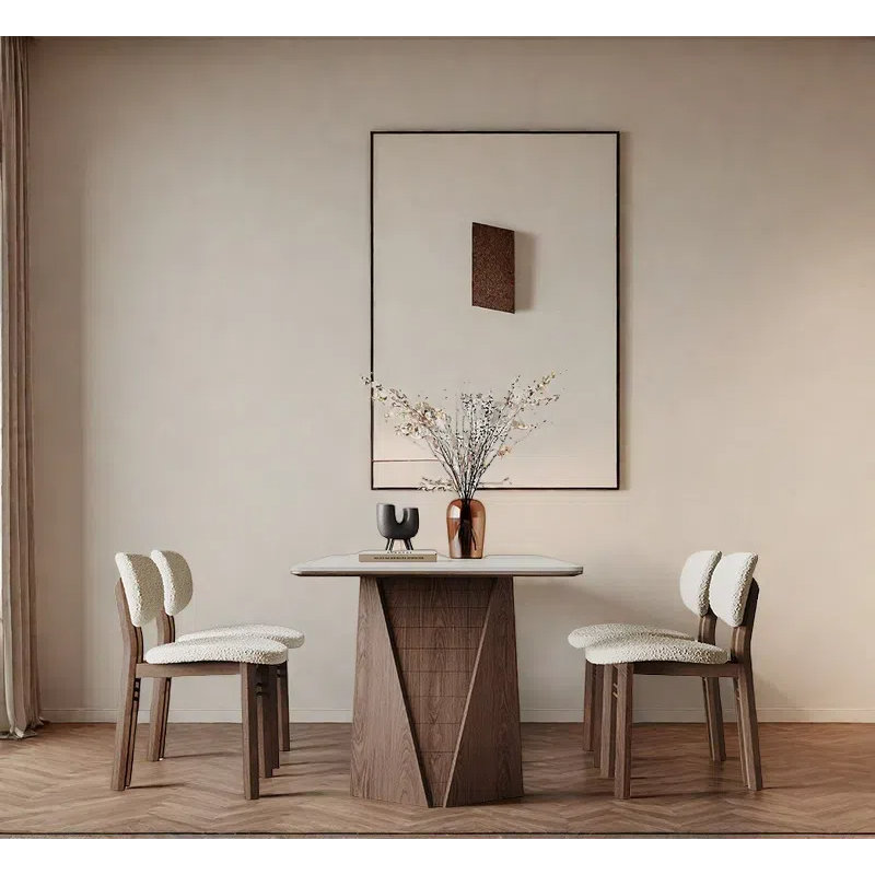 Simple Rectangular Rock Plate Dining Table Sets., 29.53"H x 55.12"L x 31.5"W