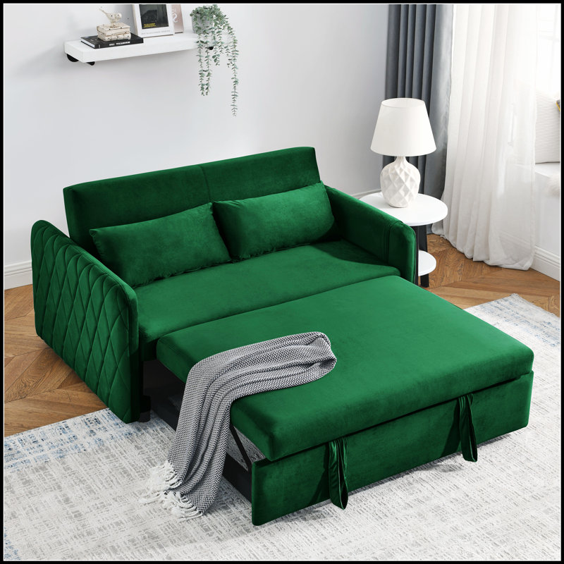 Canapé-lit convertible avec poches amovibles et dossier réglable, parfait pour la vie moderne et les chambres d'amis, Green
