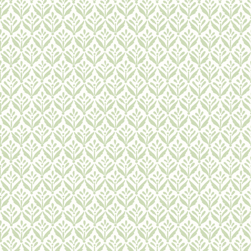 Mini Leaf - Forest 10m Wallpaper, Light Green Geometric